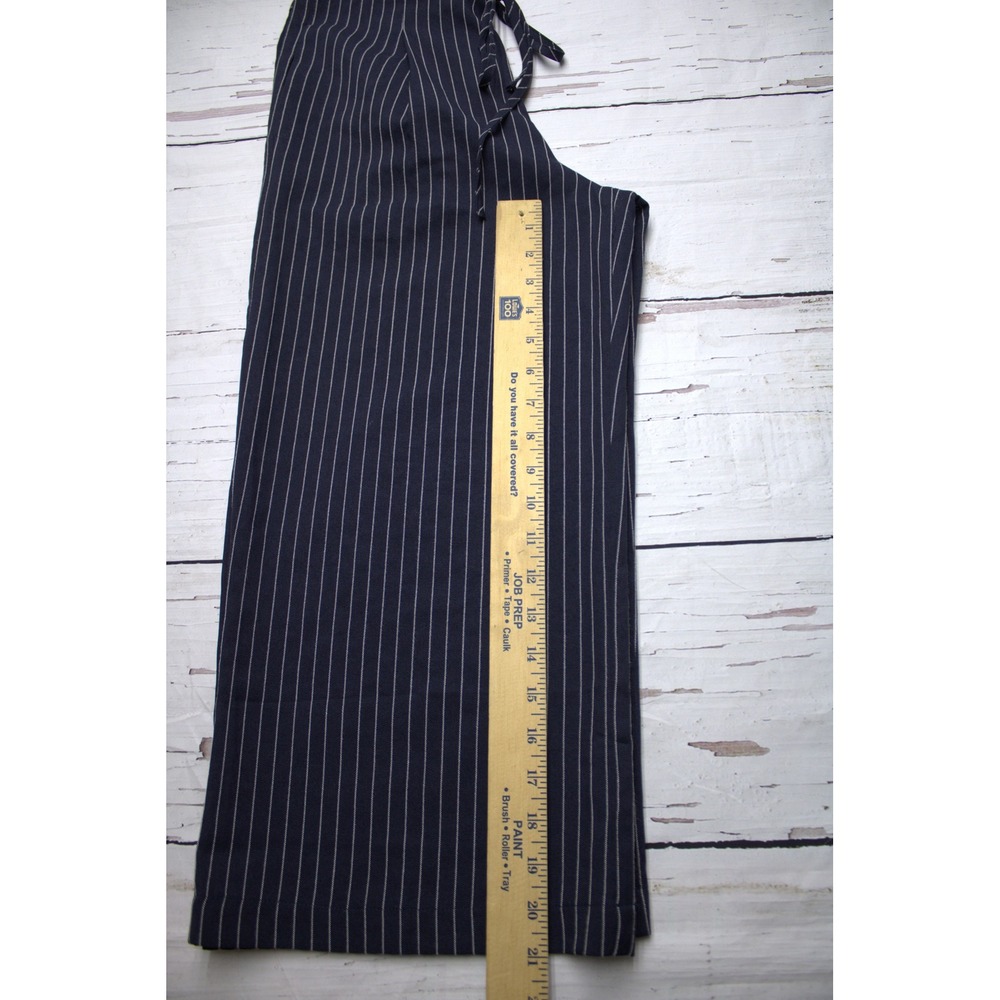 Everly Pinstripe Lace Up Wide Leg Pants Navy Blue S Dark Academia - Picture 7 of 8